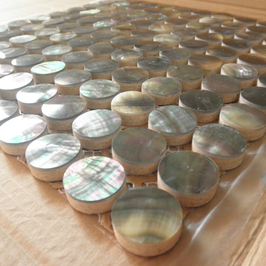 black round mother of pearl mosaic tiles